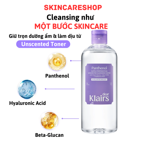Nước Tẩy Trang Dear Klairs Supple Preparation Unscented Cleansing Water 400ml