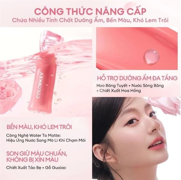 [New] Son Kem Lì Colorkey Siêu Mịn Môi Soft Matte Water Tint 2.5g