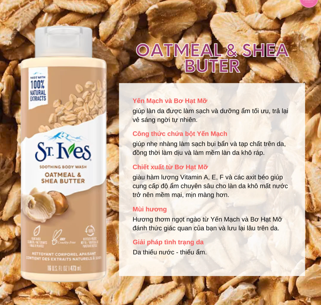 Sữa Tắm St.Ives Soothing Body Wassh Oatmeal & Shea Butter 700ml