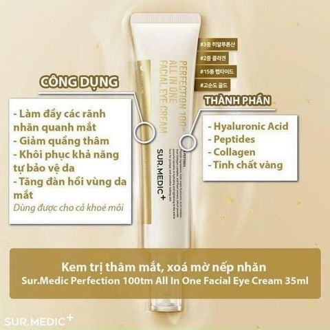 Kem Dưỡng Mắt Giảm Nếp Nhăn Ngăn Lão Hóa Sur.Medic+ Perfection 100™ All In One Facial Eye Cream 35ml