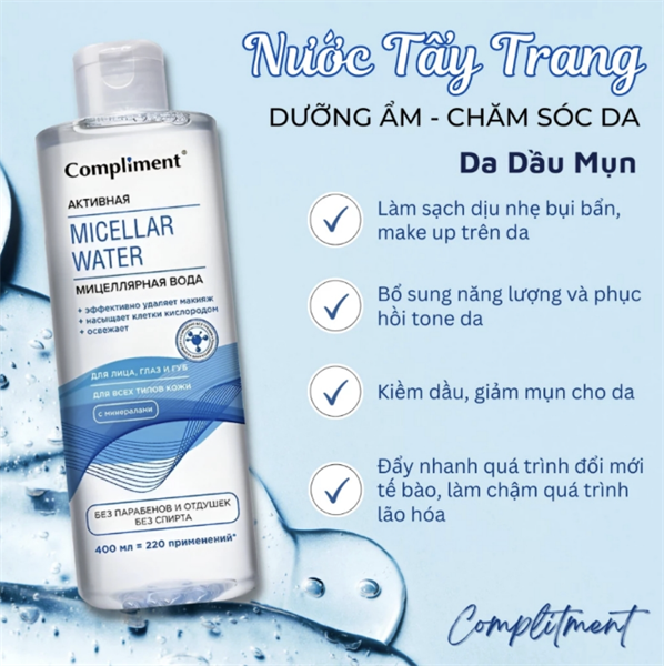 Nước Tẩy Trang Compliment 3in1 Micellar Water 400ml