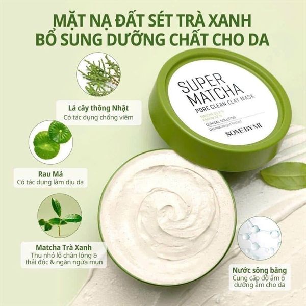 Mặt Nạ Đất Sét Some By Mi Super Matcha Pore Clean Clay Mask 100g