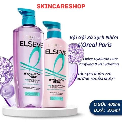 Bộ Gội Xả Dành Cho Da Đầu Khô L'Oreal Paris Elseve Hyaluron Moisture 72H Moisture Filling (620ml + 375ml)