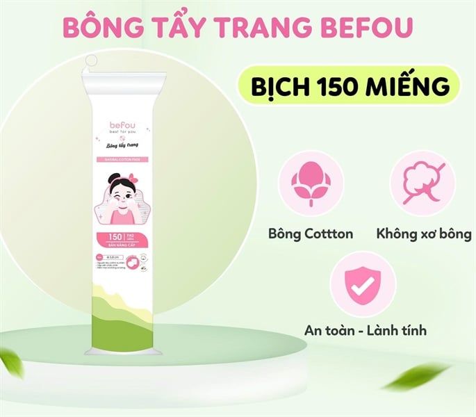 Bông Tẩy Trang Befou 150 Miếng