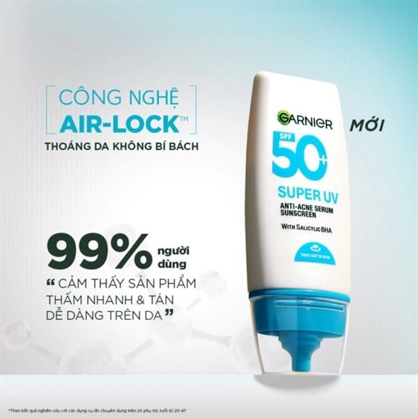 Kem Chống Nắng Garnier Super UV Anti - Acne Serum Sunscreen SPF 50+PA++++ 30ml