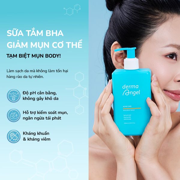 Sữa Tắm BHA Giảm Mụn Derma Angel Acne Care BHA Body Wash 300ml
