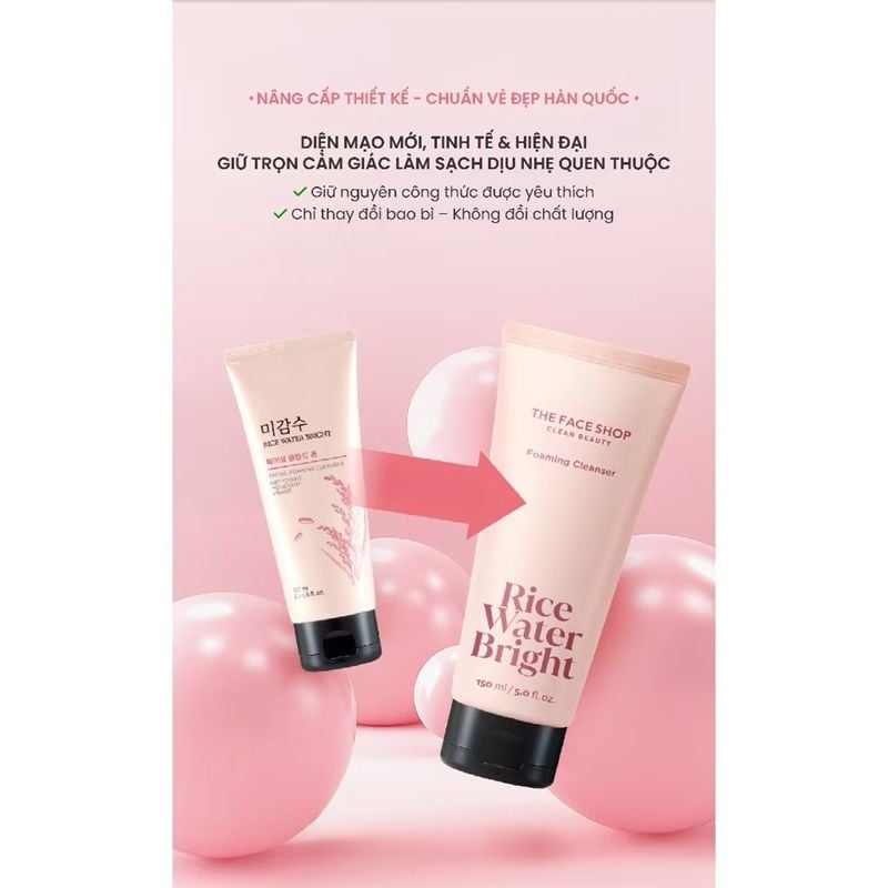 Sữa Rửa Mặt The Face Shop Rice Water Bright Rice Bran Cleansing Foam