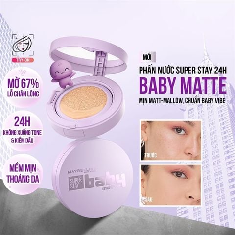 Phấn Nước Maybelline Che Phủ Tốt, Bền Màu New York Super Stay Baby Matte Up To 24H Soft Matte Cushion 11g