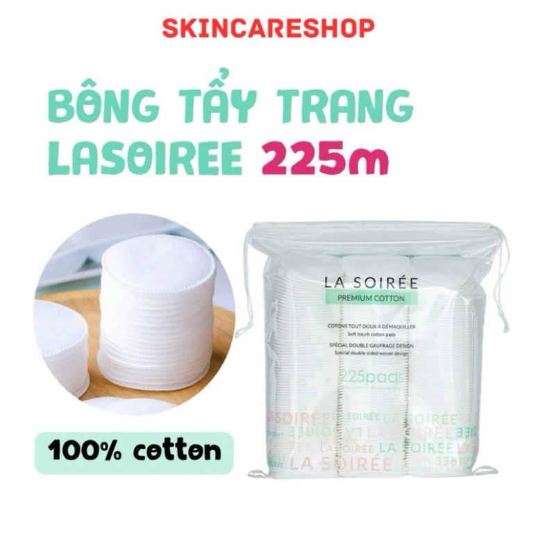 Bông Tẩy Trang La Soiree Premium Cotton Tự Nhiên 225 Miếng