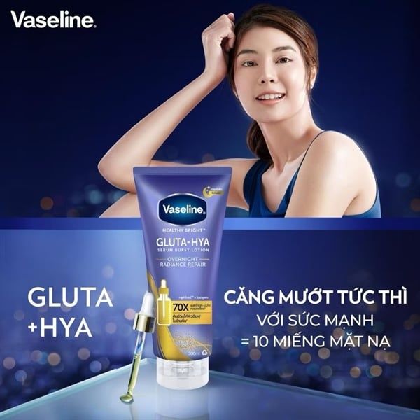Serum Dưỡng Thể Vaseline Healthy Bright Gluta Hya Burst Lotion 300ml
