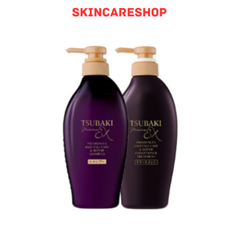 Bộ Gội xả Tsubaki Tím Phục Hồi Và Ngăn Gãy Rụng Premium Ex Hair Fall Care & Repair Shampoo 450ml