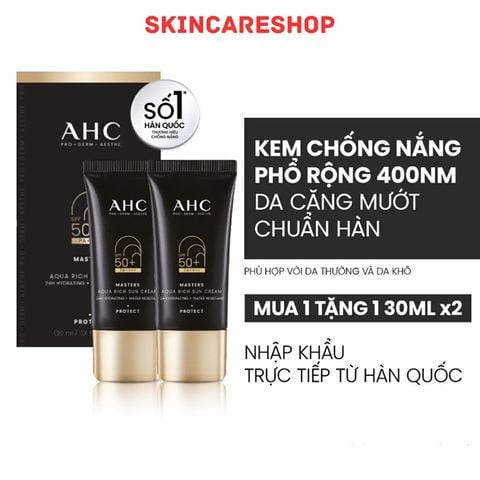 Kem chống nắng AHC Masters Aqua Rich Sun Cream SPF50+ PA++++ 30ml