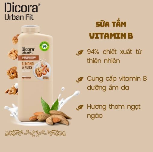Sữa Tắm Dicora Urban Fit Chiết Xuất Hạnh Nhân 400 ml
