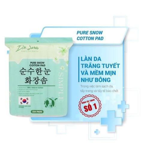 Bông Tẩy Trang Vuông Dr.Sera Pure Snow Cotton Pad 234 Miếng