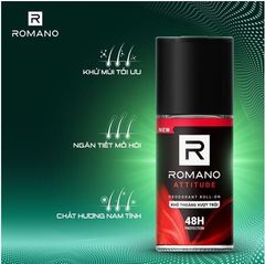 Lăn Khử Mùi, Ngăn Tiết Mồ Hôi Romano Deodorant Roll-On 48h Protection 50ml