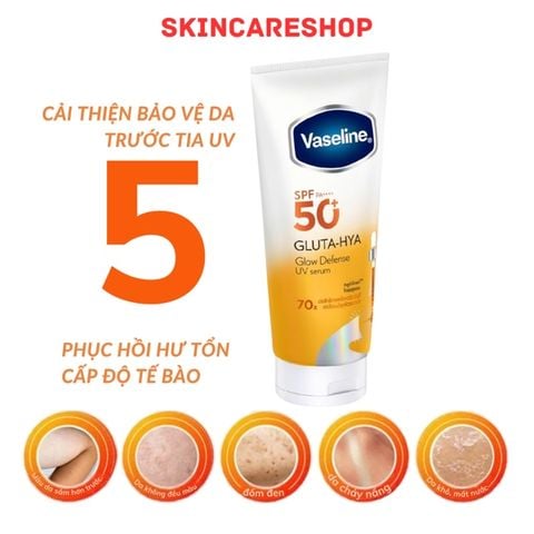 Sữa Dưỡng Thể Vaseline SPF50+ PA++++ Gluta-Hya Glow Defense UV Serum 260ml