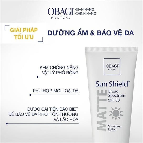 Kem Chống Nắng Obagi Sun Shield Matte Broad Spectrum SPF 50 Premium 85g