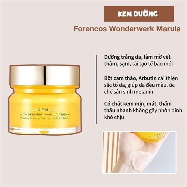 Kem Dưỡng Ẩm Trắng Da Ngăn Ngừa Lão Hóa Da Ban Đêm Forencos Wonderwerk Marula Cream