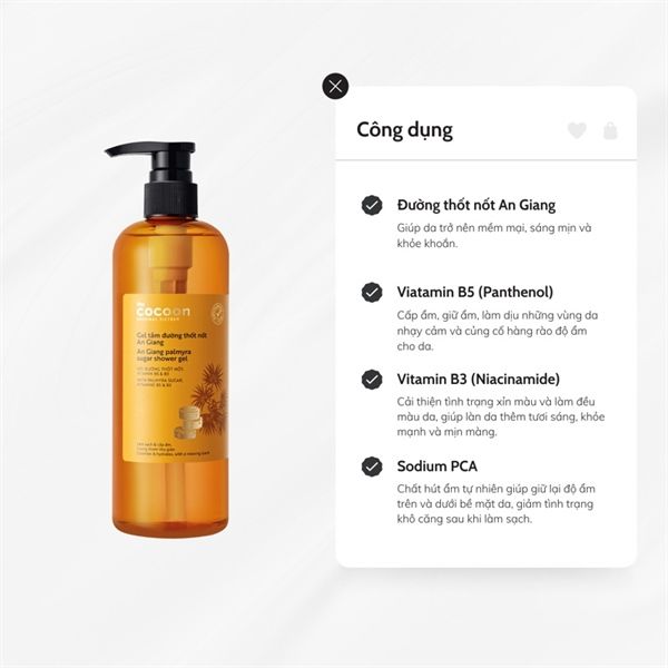 Gel Tắm Cocoon Đường Thốt Nốt An Giang Palmyra Sugar Shower 500ml