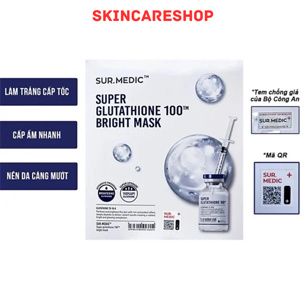 mặt nạ sur medic bright glutathione mask Mặt Nạ Làm Sáng Da Sur.Medic+ Bright Glutathione Mask 30gMặt Nạ Làm Sáng Da  Sur.Medic+ Bright Glutathione Mask 30g – SKINCARESHOP.VN