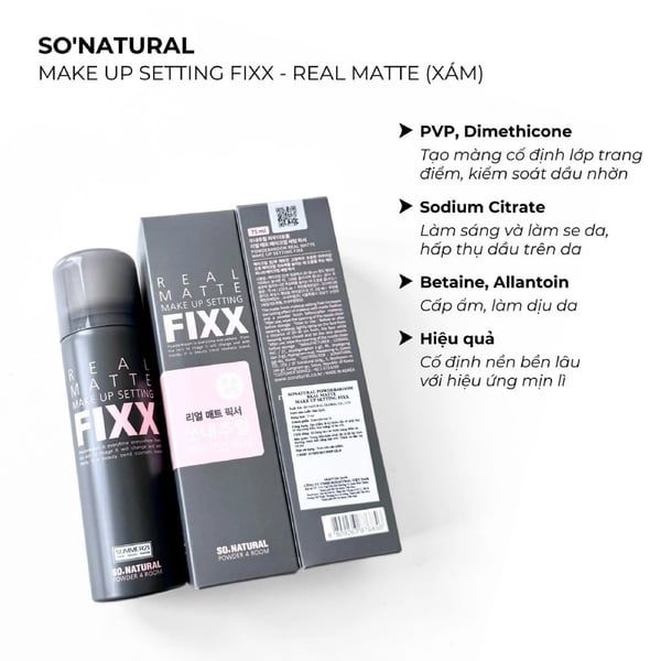 Xịt Khoá Nền So Natural Real Matte Makeup Setting Fixx 75ml
