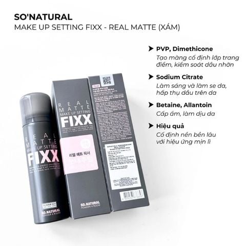 Xịt Khoá Nền So Natural Real Matte Makeup Setting Fixx 75ml