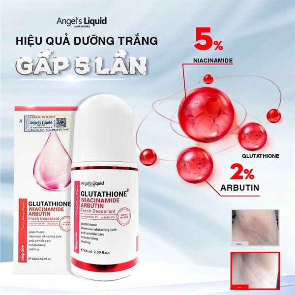 Lăn Nách Angel's Liquid Glutathione+ Niacinamide Arbutin Cooling Fresh Deodorant 60mlLăn Nách Angel's Liquid Glutathione+ Niacinamide Arbutin Cooling Fresh –