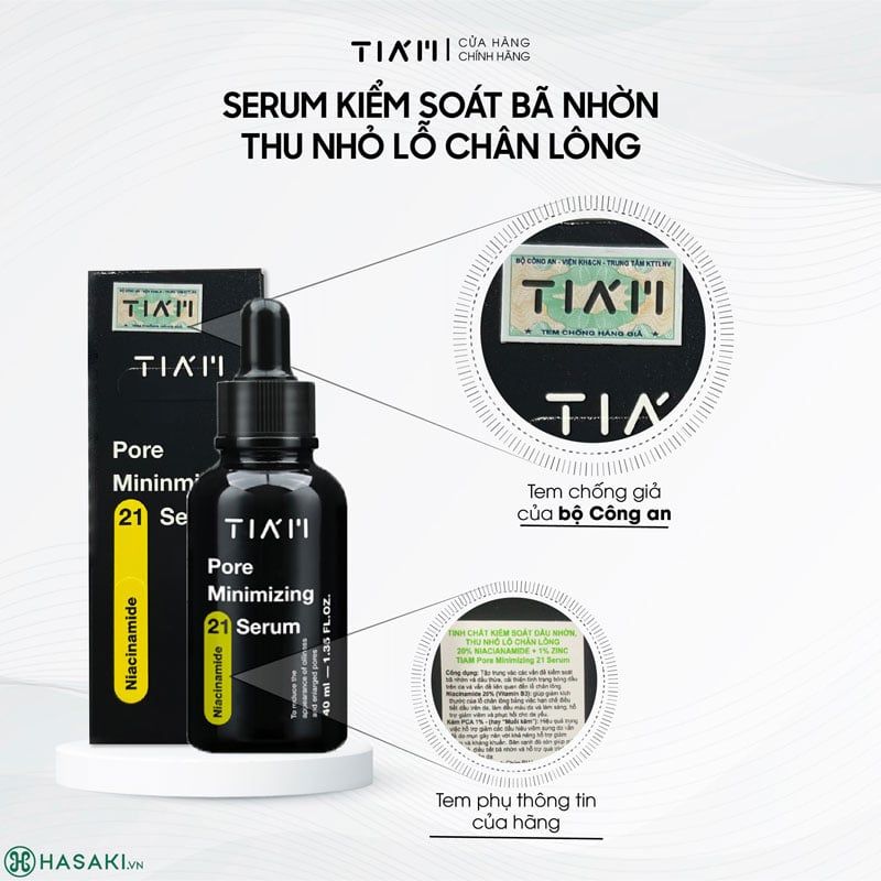 Tinh Chất Niacinamide 20% + Zinc 1% Tiam Pore Minimizing 21 Serum 40ml