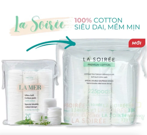 Bông Tẩy Trang La Soiree Premium Cotton Tự Nhiên 225 Miếng
