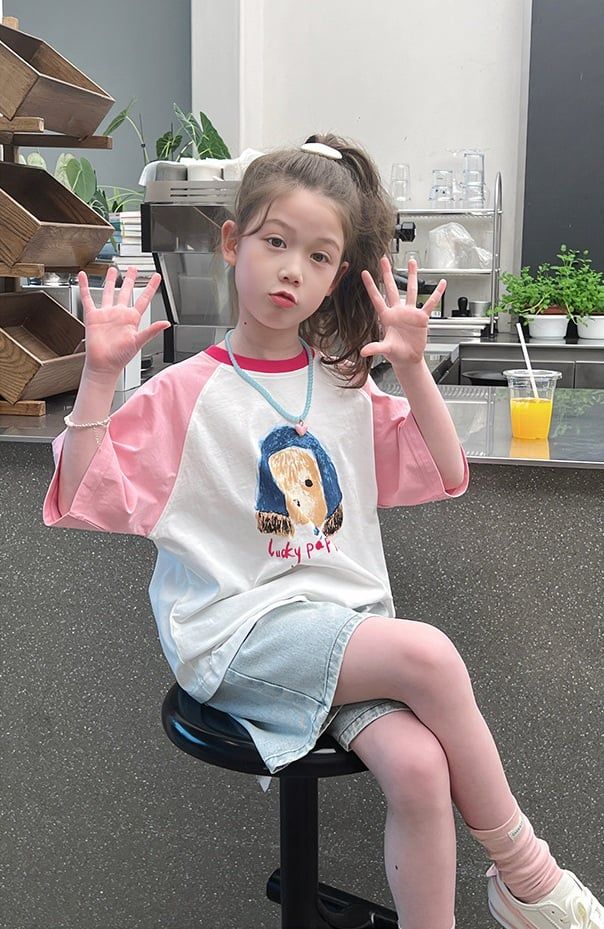 Set Áo Cotton Hình Cún Đáng Yêu Form Rộng Mix Quần Jean Giặt Mài Form Lỡ