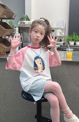 Set Áo Cotton Hình Cún Đáng Yêu Form Rộng Mix Quần Jean Giặt Mài Form Lỡ