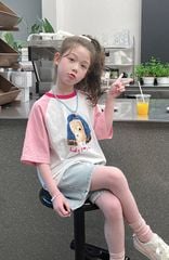 Set Áo Cotton Hình Cún Đáng Yêu Form Rộng Mix Quần Jean Giặt Mài Form Lỡ