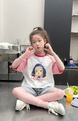 Set Áo Cotton Hình Cún Đáng Yêu Form Rộng Mix Quần Jean Giặt Mài Form Lỡ