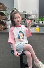 Set Áo Cotton Hình Cún Đáng Yêu Form Rộng Mix Quần Jean Giặt Mài Form Lỡ