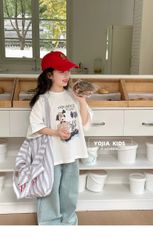 Set Áo Thun Cotton From Rộng In Hình Cún Phối Quần Jean Giặt Mài Mềm Mịn