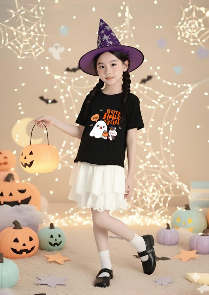 Áo Thun Cotton 4C In Hình Halloween Form Rộng