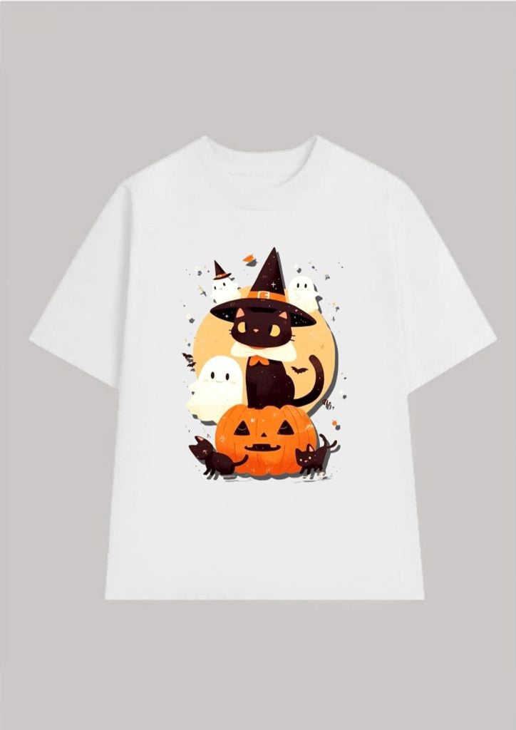 Áo Thun Cotton 4C In Hình Halloween Form Rộng