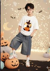 Áo Thun Cotton 4C In Hình Halloween Form Rộng