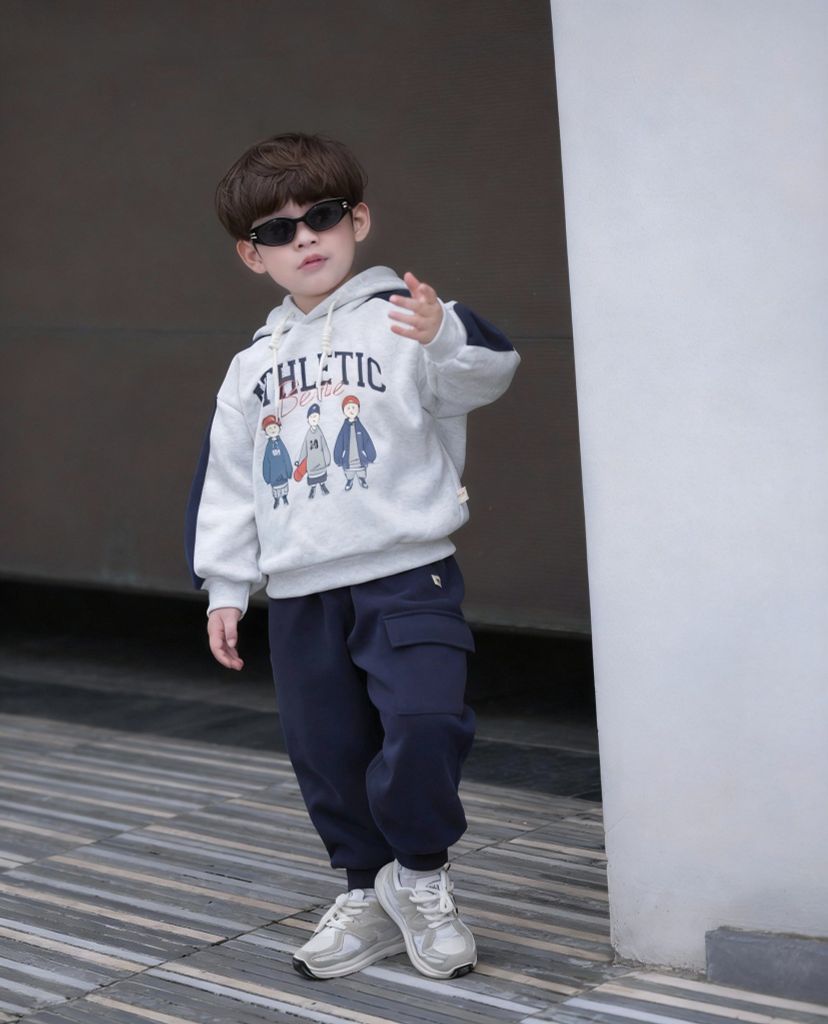 Bộ Nỉ 2 Da Dài Tay Hoodie Athletic