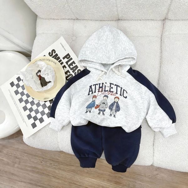 Bộ Nỉ 2 Da Dài Tay Hoodie Athletic