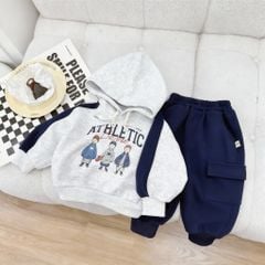 Bộ Nỉ 2 Da Dài Tay Hoodie Athletic