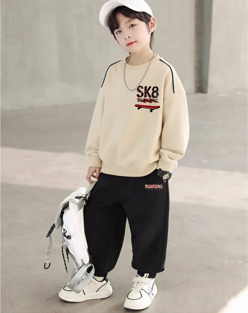 Bộ Nỉ Da Cá Dài Tay Bé Trai Sporty Cá Tính