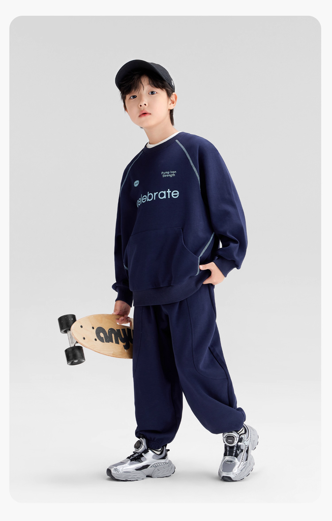 Bộ Nỉ Da Cá Dài Tay Bé Trai Sporty Năng Động