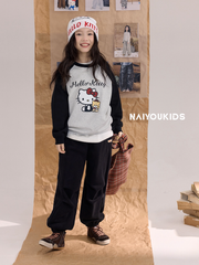 Bộ Nỉ Dài Tay Hello Kitty Phối Quần Nỉ Đen Mềm Mịn