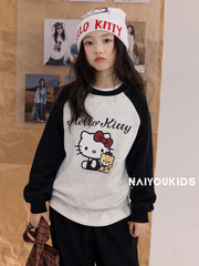 Bộ Nỉ Dài Tay Hello Kitty Phối Quần Nỉ Đen Mềm Mịn