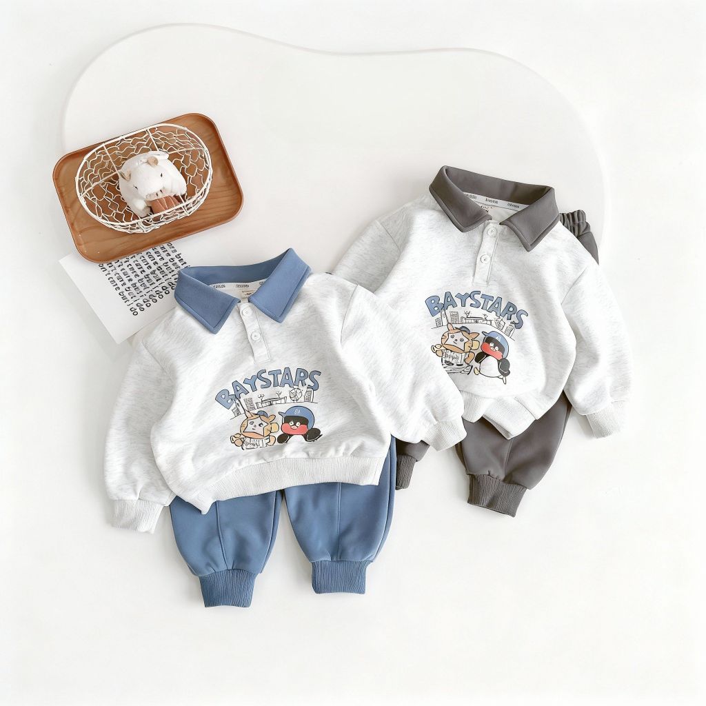 Bộ Nỉ Dài Tay Polo BabyStars