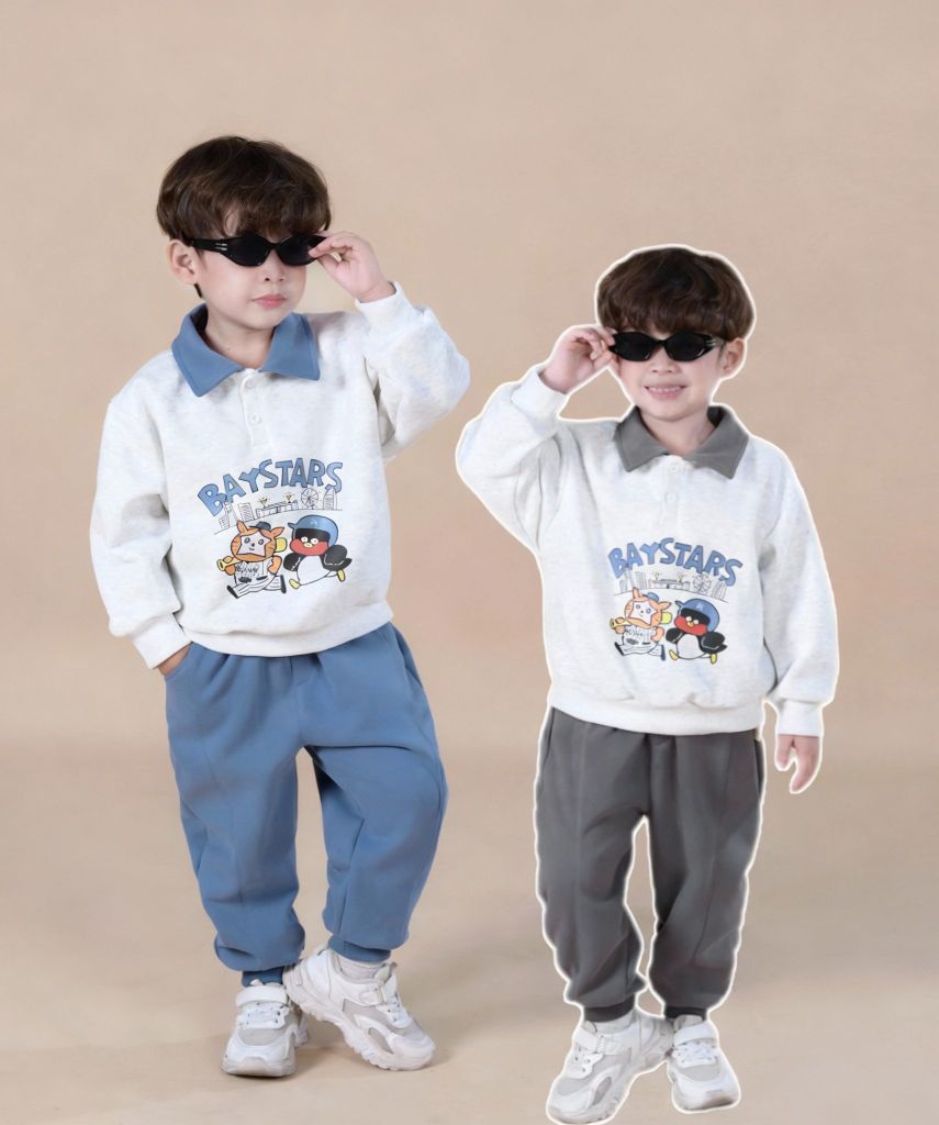Bộ Nỉ Dài Tay Polo BabyStars