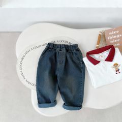 Bộ Polo Dài Tay In Hình Cậu Bé Phối Quần Jean