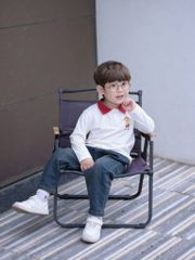 Bộ Polo Dài Tay In Hình Cậu Bé Phối Quần Jean