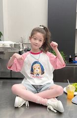 Set Áo Cotton Hình Cún Đáng Yêu Form Rộng Mix Quần Jean Giặt Mài Form Lỡ